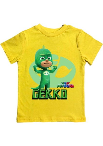 Pj Maskeliler Baskılı Pamuklu Penye Kumaş Yazlık Çocuk Tişört