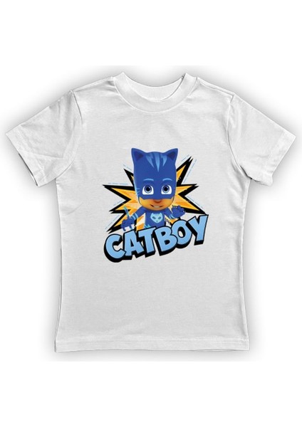 Pj Maskeliler Baskılı Pamuklu Penye Kumaş Yazlık Çocuk Tişört