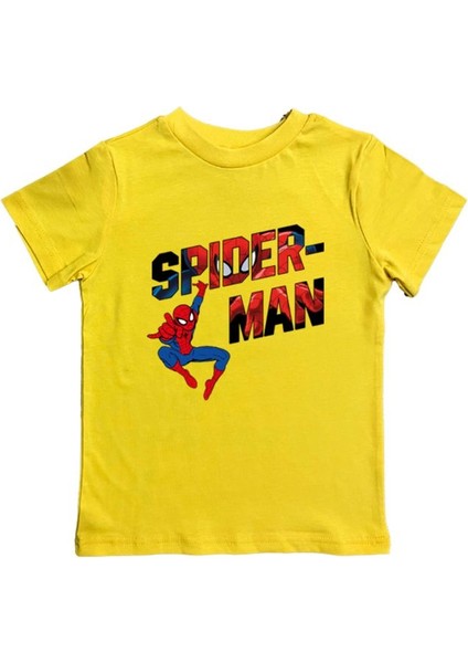 Baskılı Örümcek Adam Pamuklu Penye Kumaş Yazlık Çocuk Tişört