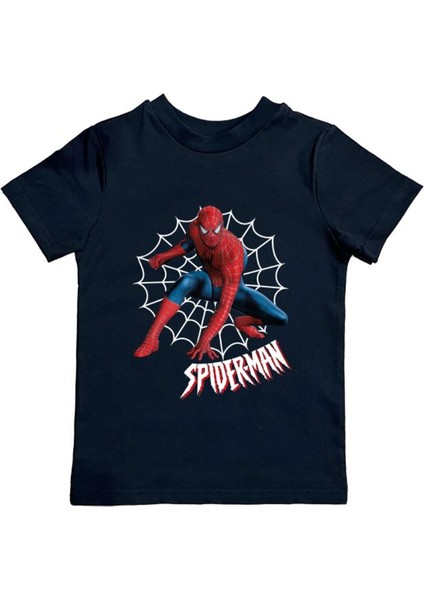 Baskılı Örümcek Adam Pamuklu Penye Kumaş Yazlık Çocuk Tişört