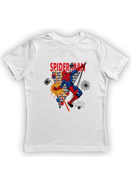 Baskılı Örümcek Adam Pamuklu Penye Kumaş Yazlık Çocuk Tişört