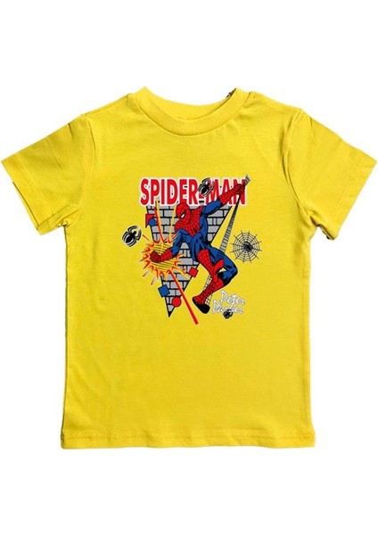 Baskılı Örümcek Adam Pamuklu Penye Kumaş Yazlık Çocuk Tişört