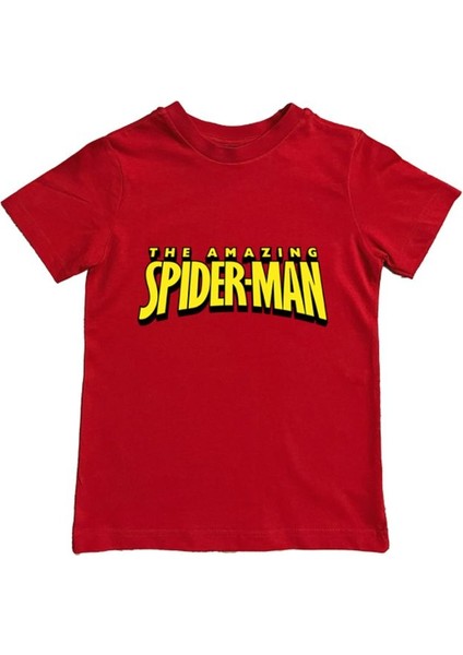 Baskılı Örümcek Adam Pamuklu Penye Kumaş Yazlık Çocuk Tişört