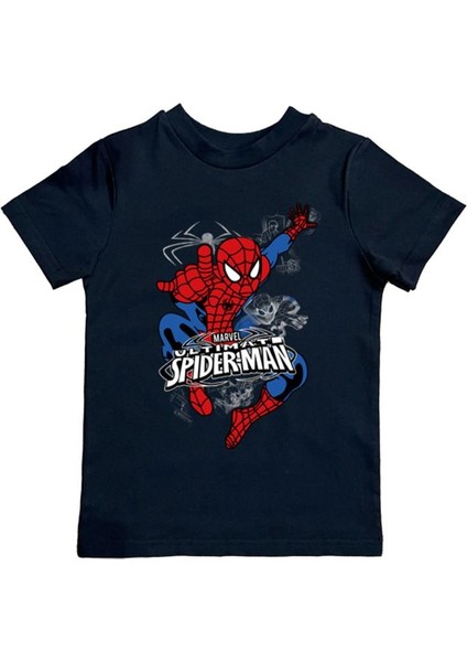 Baskılı Örümcek Adam Pamuklu Penye Kumaş Yazlık Çocuk Tişört