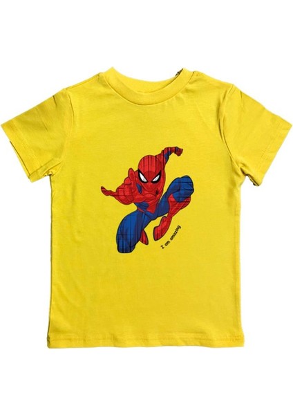 Baskılı Örümcek Adam Pamuklu Penye Kumaş Yazlık Çocuk Tişört