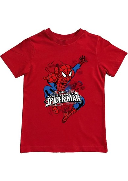 Baskılı Örümcek Adam Pamuklu Penye Kumaş Yazlık Çocuk Tişört