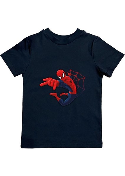 Baskılı Örümcek Adam Pamuklu Penye Kumaş Yazlık Çocuk Tişört