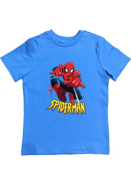 Baskılı Örümcek Adam Pamuklu Penye Kumaş Yazlık Çocuk Tişört