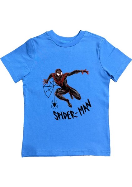 Baskılı Örümcek Adam Pamuklu Penye Kumaş Yazlık Çocuk Tişört