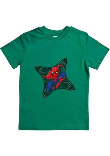 Baskılı Örümcek Adam Pamuklu Penye Kumaş Yazlık Çocuk Tişört