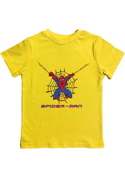 Baskılı Örümcek Adam Pamuklu Penye Kumaş Yazlık Çocuk Tişört