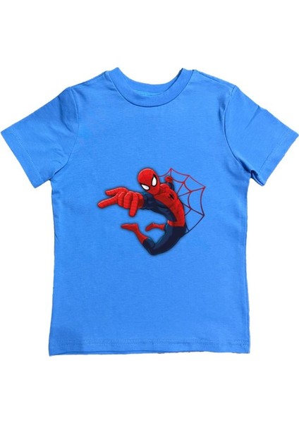 Baskılı Örümcek Adam Pamuklu Penye Kumaş Yazlık Çocuk Tişört