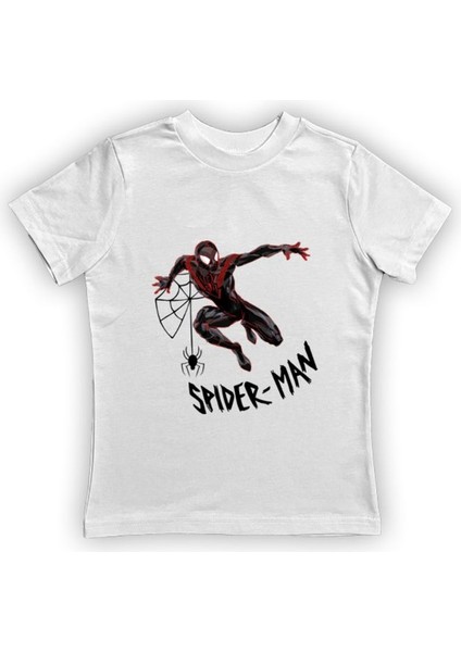 Baskılı Örümcek Adam Pamuklu Penye Kumaş Yazlık Çocuk Tişört