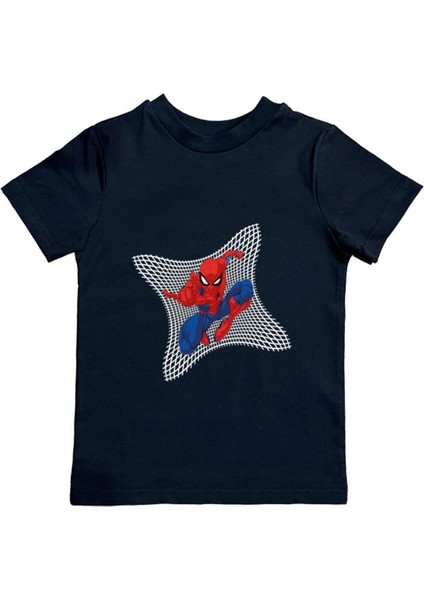 Baskılı Örümcek Adam Pamuklu Penye Kumaş Yazlık Çocuk Tişört