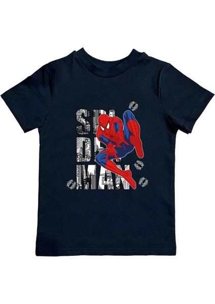 Baskılı Örümcek Adam Pamuklu Penye Kumaş Yazlık Çocuk Tişört