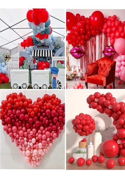 40 Adet Mat Kırmızı Pastel Balon Zinciri Süslemesi Iç Dış Mekan Uyumlu, Doğum Günü Partisi Balon fırsatları