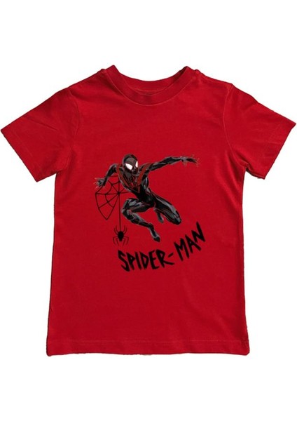 Baskılı Örümcek Adam Pamuklu Penye Kumaş Yazlık Çocuk Tişört
