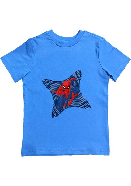 Baskılı Örümcek Adam Pamuklu Penye Kumaş Yazlık Çocuk Tişört
