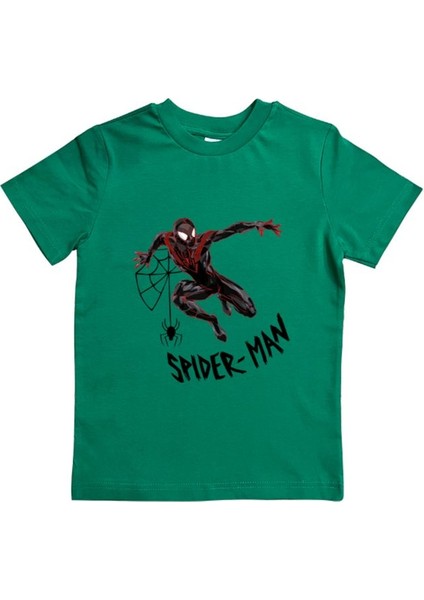 Baskılı Örümcek Adam Pamuklu Penye Kumaş Yazlık Çocuk Tişört