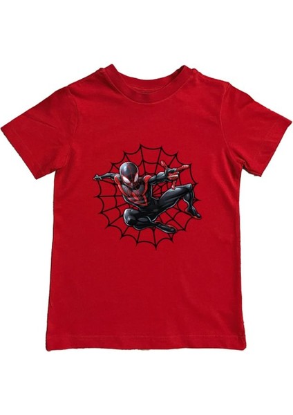 Baskılı Örümcek Adam Pamuklu Penye Kumaş Yazlık Çocuk Tişört