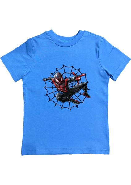 Baskılı Örümcek Adam Pamuklu Penye Kumaş Yazlık Çocuk Tişört