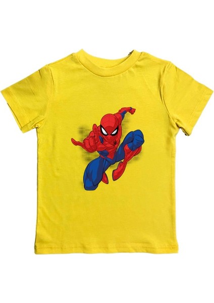 Baskılı Örümcek Adam Pamuklu Penye Kumaş Yazlık Çocuk Tişört