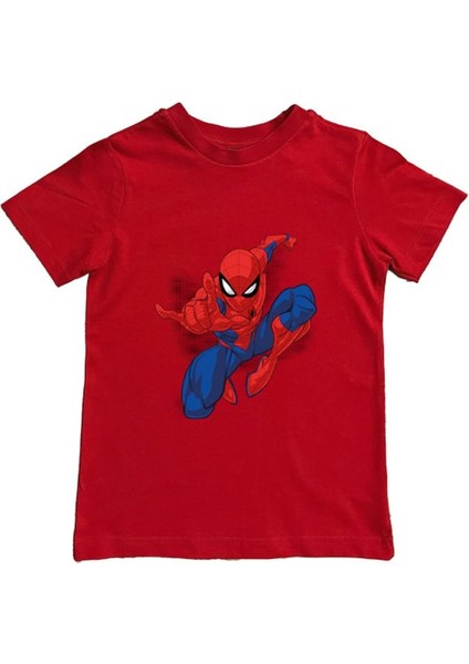 Baskılı Örümcek Adam Pamuklu Penye Kumaş Yazlık Çocuk Tişört