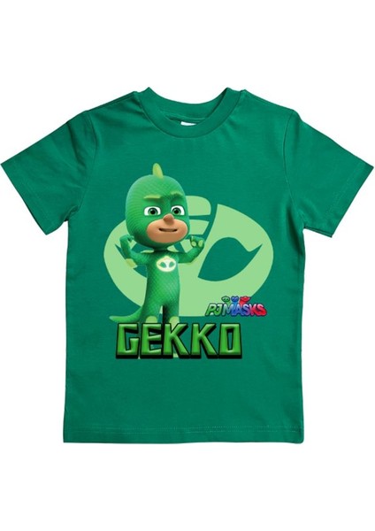 Pj Maskeliler Baskılı Pamuklu Penye Kumaş Yazlık Çocuk Tişört