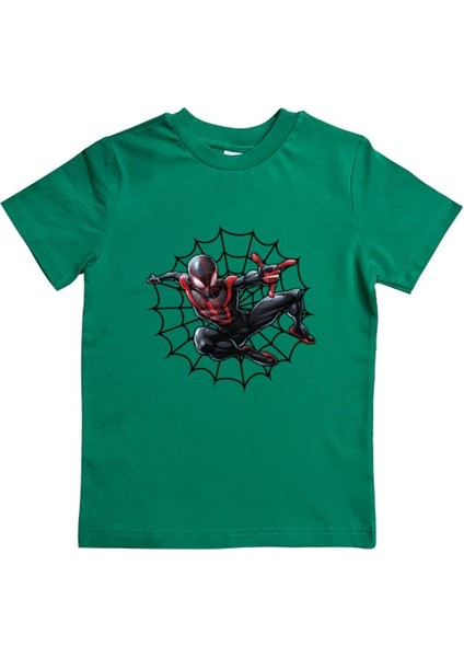 Baskılı Örümcek Adam Pamuklu Penye Kumaş Yazlık Çocuk Tişört