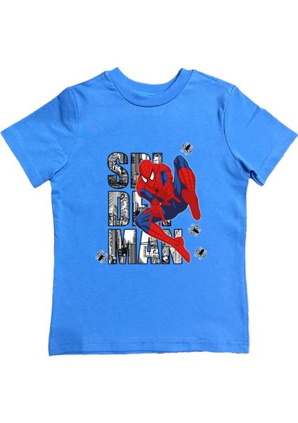 Baskılı Örümcek Adam Pamuklu Penye Kumaş Yazlık Çocuk Tişört