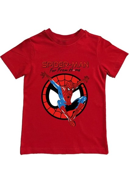 Baskılı Örümcek Adam Pamuklu Penye Kumaş Yazlık Çocuk Tişört