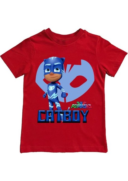 Pj Maskeliler Baskılı Pamuklu Penye Kumaş Yazlık Çocuk Tişört