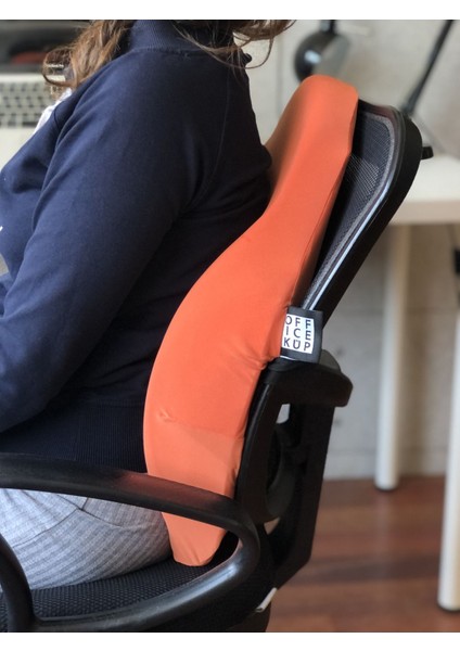 Officekup Visco Gamer Oyuncu Bel Yastığı ve Yuvarlak Oturma Minderi 2'li Set Turuncu Lama