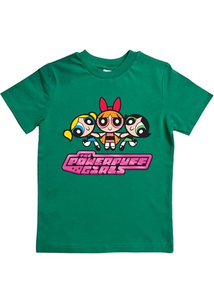 Power Full Girls Baskılı Pamuklu Penye Kumaş Yazlık Çocuk Tişört
