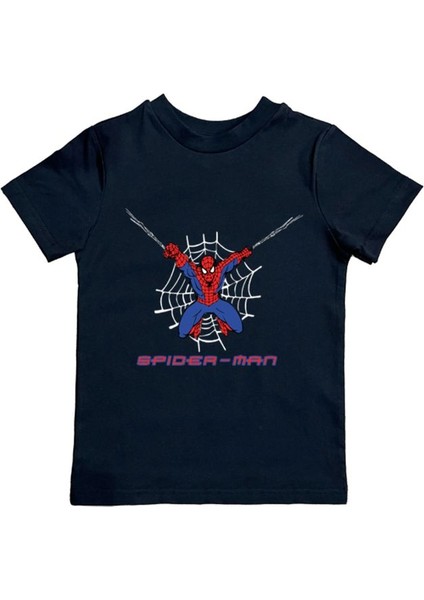 Baskılı Örümcek Adam Pamuklu Penye Kumaş Yazlık Çocuk Tişört