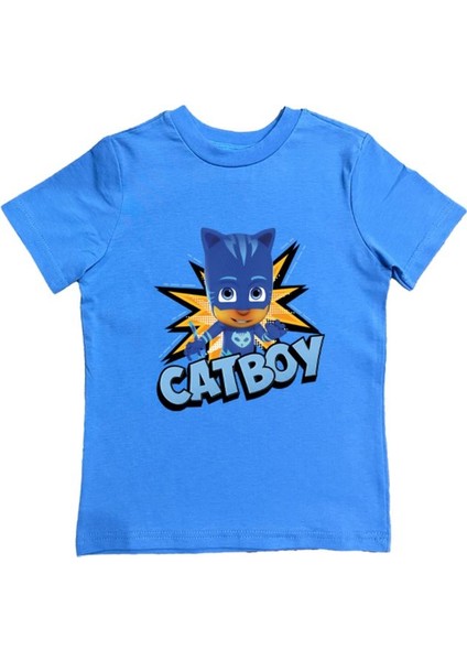 Pj Maskeliler Baskılı Pamuklu Penye Kumaş Yazlık Çocuk Tişört