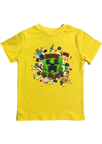 Baskılı Pamuklu Penye Kumaş Yazlık Çocuk Tişört