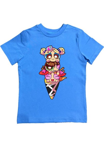 Power Full Girls Baskılı Pamuklu Penye Kumaş Yazlık Çocuk Tişört