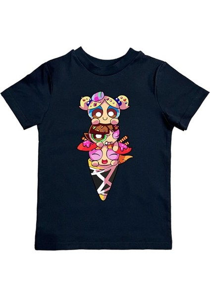 Power Full Girls Baskılı Pamuklu Penye Kumaş Yazlık Çocuk Tişört