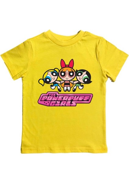 Power Full Girls Baskılı Pamuklu Penye Kumaş Yazlık Çocuk Tişört