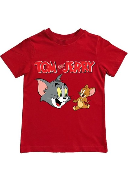 Tom & Jerry Baskılı Pamuklu Penye Kumaş Yazlık Çocuk Tişört