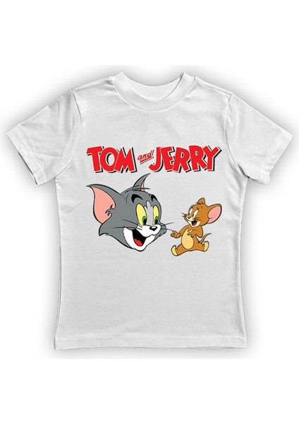 Tom & Jerry Baskılı Pamuklu Penye Kumaş Yazlık Çocuk Tişört