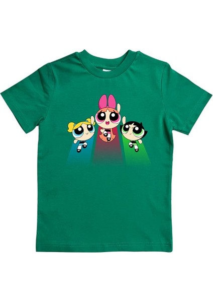 Power Full Girls Baskılı Pamuklu Penye Kumaş Yazlık Çocuk Tişört
