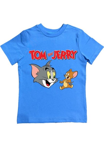 Tom & Jerry Baskılı Pamuklu Penye Kumaş Yazlık Çocuk Tişört