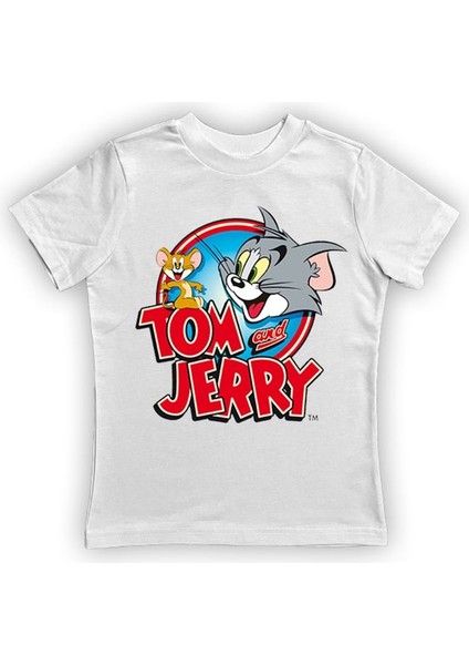 Tom & Jerry Baskılı Pamuklu Penye Kumaş Yazlık Çocuk Tişört