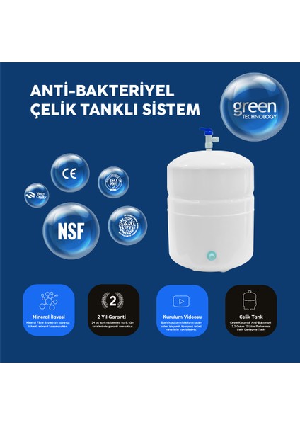 12 Aşamalı Alkali 12 lt Metal Tanklı Kapalı Kasa Su Arıtma Cihazı