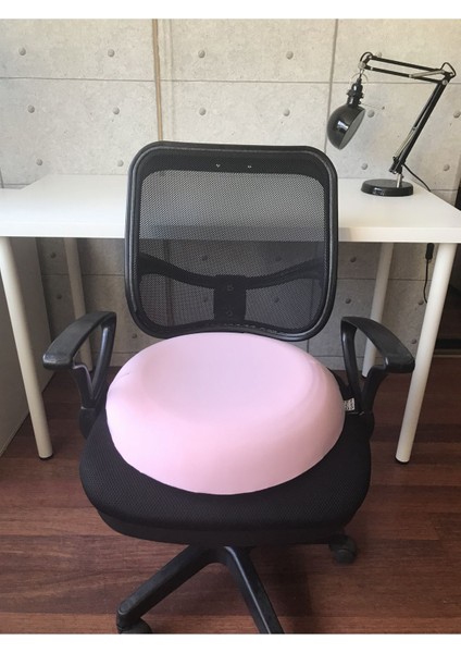Officekup Visco Gamer Oyuncu Bel Yastığı ve Yuvarlak Oturma Minderi 2'li Set Pembe Girl Boss