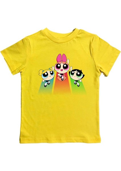 Power Full Girls Baskılı Pamuklu Penye Kumaş Yazlık Çocuk Tişört