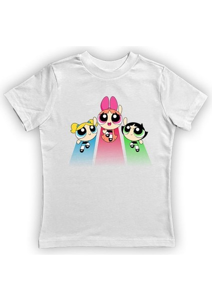 Power Full Girls Baskılı Pamuklu Penye Kumaş Yazlık Çocuk Tişört