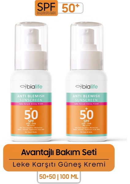 Suya Dayanıklı Leke Karşıtı Güneş Kremi Spf 50+ 2'li Set